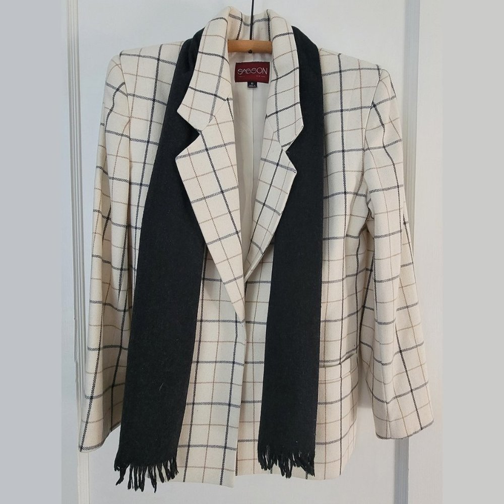 Vintage Polyester Blazer with Wool Scarf